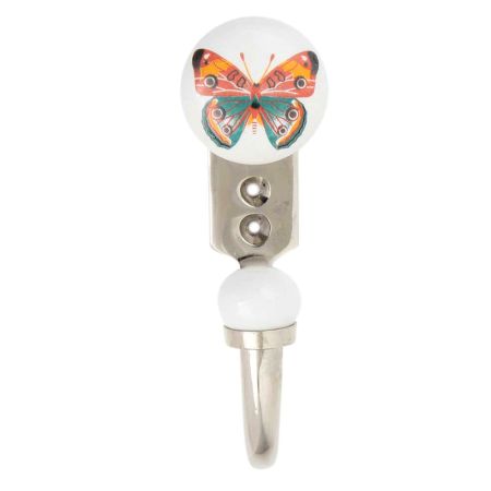 Multicolor Butterfly Ceramic Flat Hook